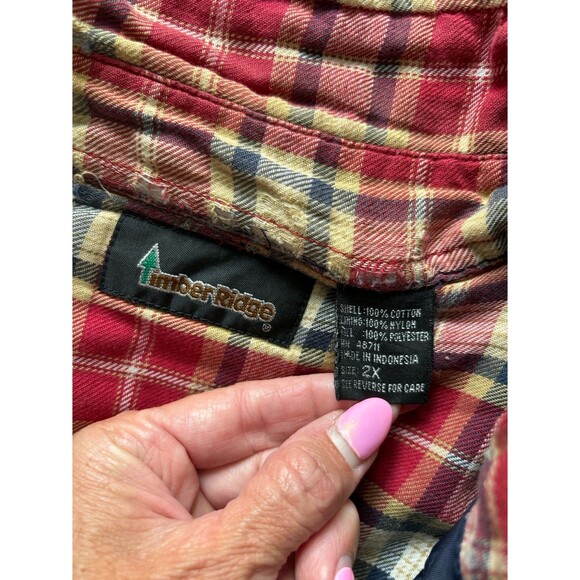 VINTAGE Flannel Shirt Mens 2X Lined Plaid Shacket Jacket 90s Outdoors Lumberjack - Picture 8 of 9